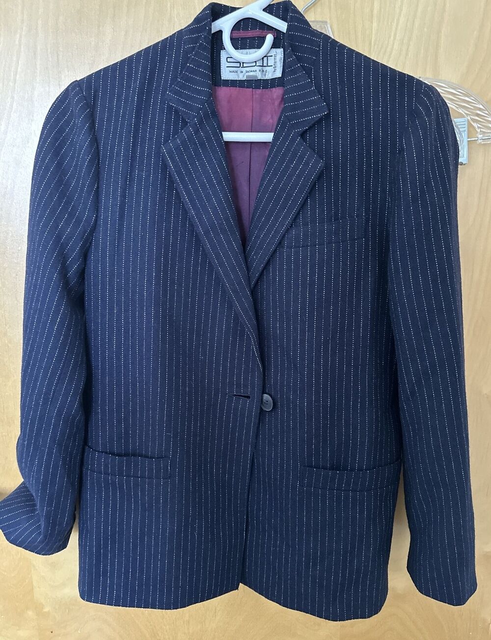 Vintage SBII By Bitterman Women’s Navy Blue Stripe Long Sleeve Jacket Blazer 5/6